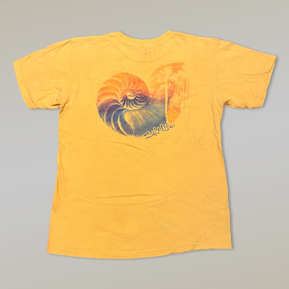 Y2K Salt Life Live Salty Double Sided Surf Graphic Short Sleeve Tee in Yellow